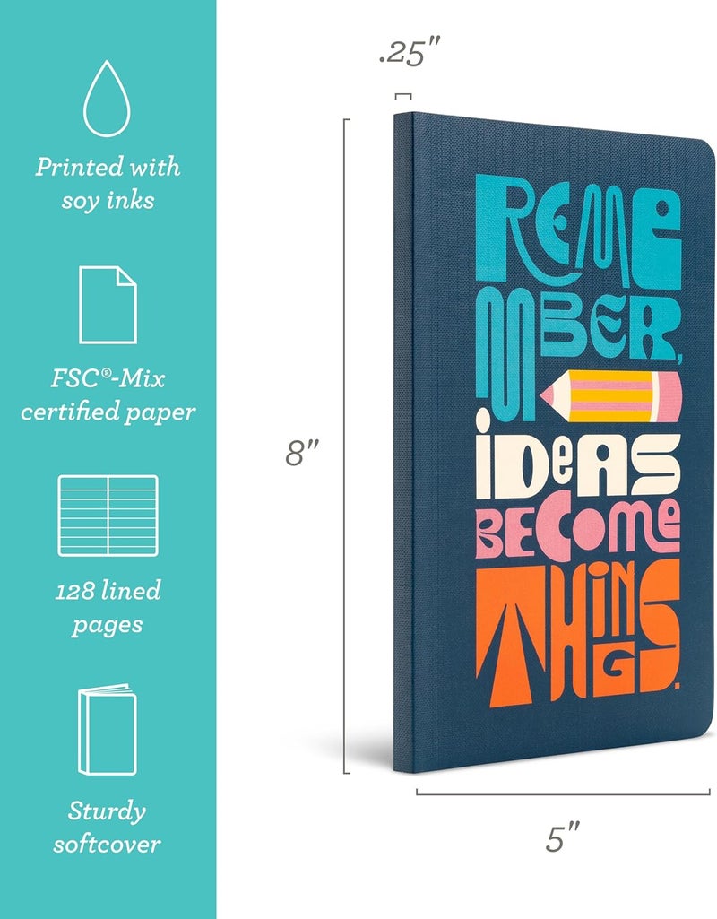 Compendium Softcover Journal – Remember, Ideas Become Things. – A Write Now Journal with 128 Lined Pages, 5″W x 8″H - Image 2